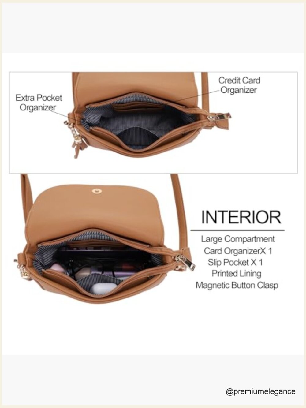 Small Trendy Flap Saddle Crossbody Bag with Tassel Vegan Leather - Picture 5 of 7